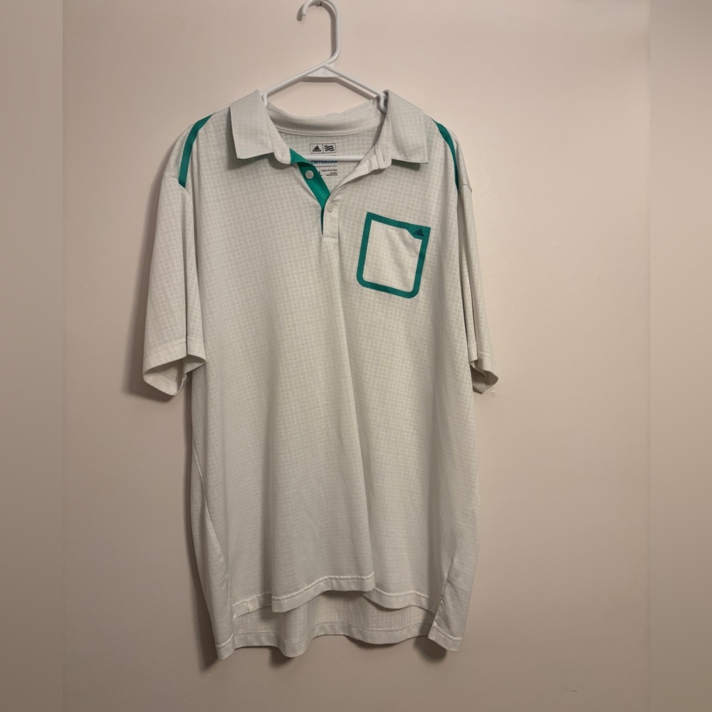 adidas White Polo with Green Trim